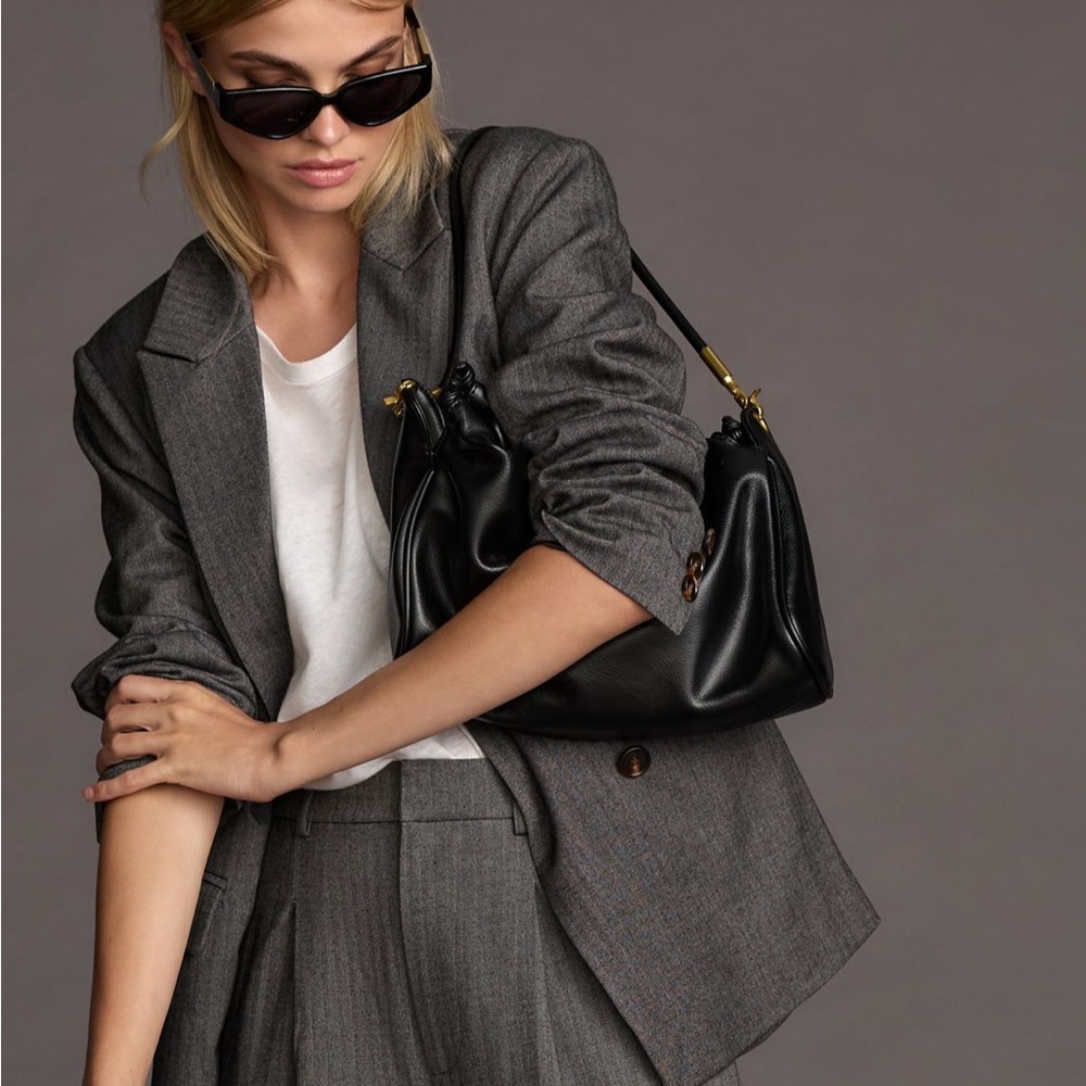Black Faux Leather Scrunch Bag